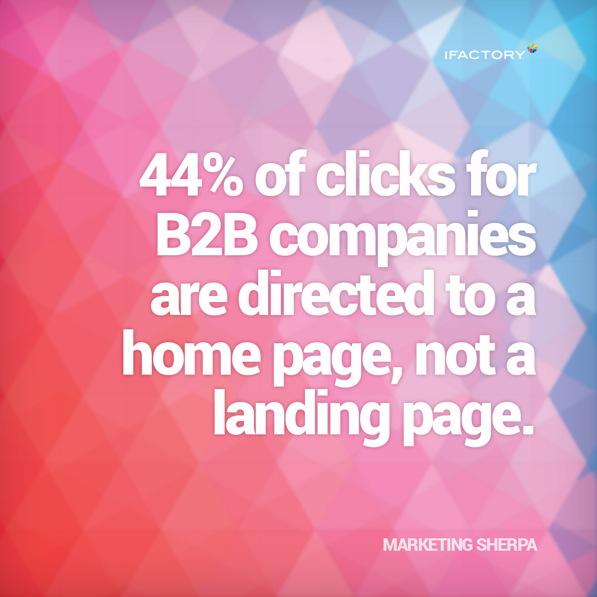 44% of clicks for B2B companies are directed to a home page, not a landing page
