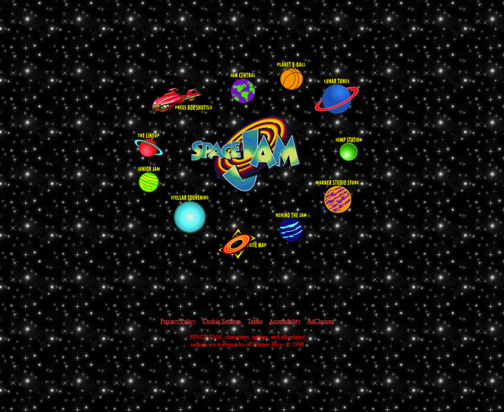 Space Jam 90's era website