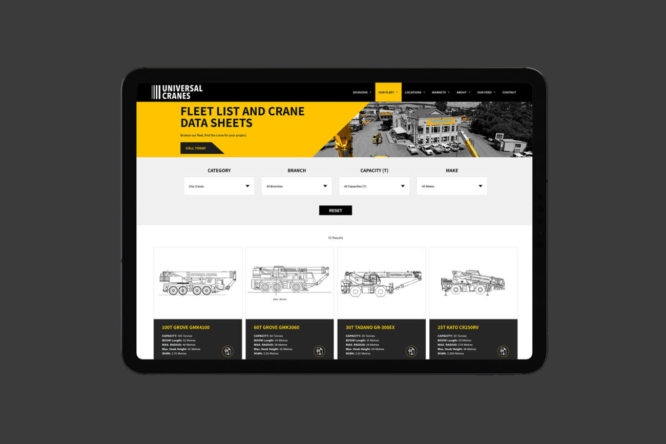 Universal Cranes Website by iFactory Brisbane